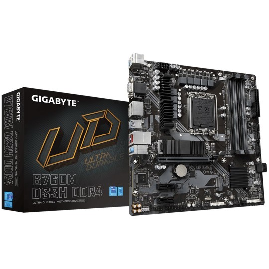 Gigabyte B760M DS3H DDR4 moderkort Intel B760 LGA 1700 micro ATX