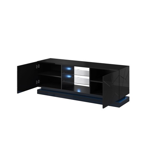 Cama MEBLE Cama TV cabinet QIU 160 MDF black gloss/black gloss