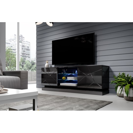 Cama MEBLE Cama TV cabinet QIU 160 MDF black gloss/black gloss