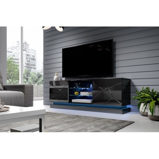 Cama MEBLE Cama TV cabinet QIU 160 MDF black gloss/black gloss