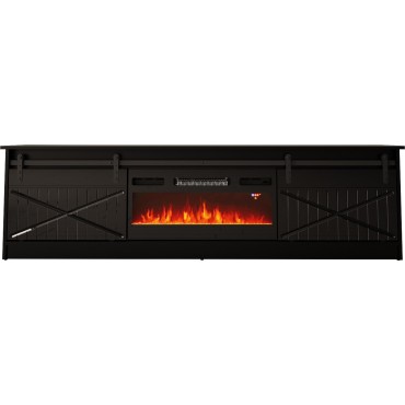 Cama MEBLE RTV GRANERO + fireplace cabinet 200x56.7x35 black/black gloss