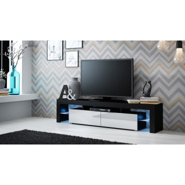 Cama MEBLE RTV SOLO cabinet 200x45x35 black/gloss white