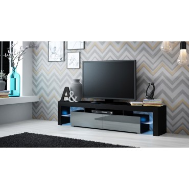 Cama MEBLE RTV SOLO cabinet 200x45x35 black/gloss grey