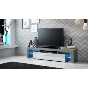 Cama MEBLE RTV SOLO cabinet 200x45x35 grey/gloss white