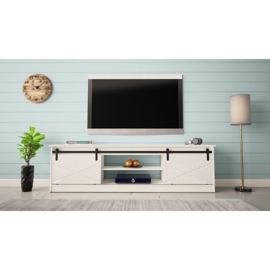 Cama MEBLE RTV GRANERO cabinet 200x56.7x35 white/gloss white
