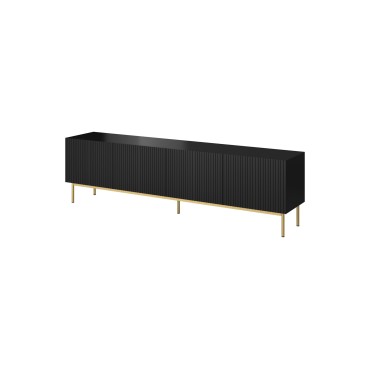 Cama MEBLE PAFOS RTV cabinet on golden steel frame 200x40x60 cm matte black