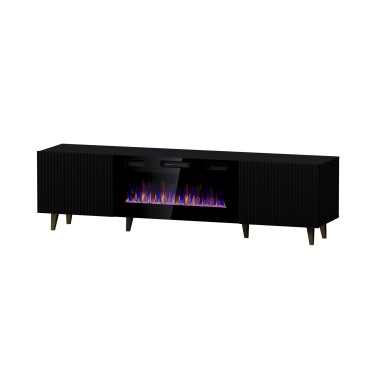 Cama MEBLE RTV cabinet PAFOS EF with electric fireplace 180x42x49 black matt