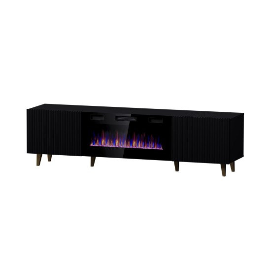 Cama MEBLE RTV cabinet PAFOS EF with electric fireplace 180x42x49 black matt Cama MEBLE RTV cabinet PAFOS EF with electric fireplace 180x42x49 black matt