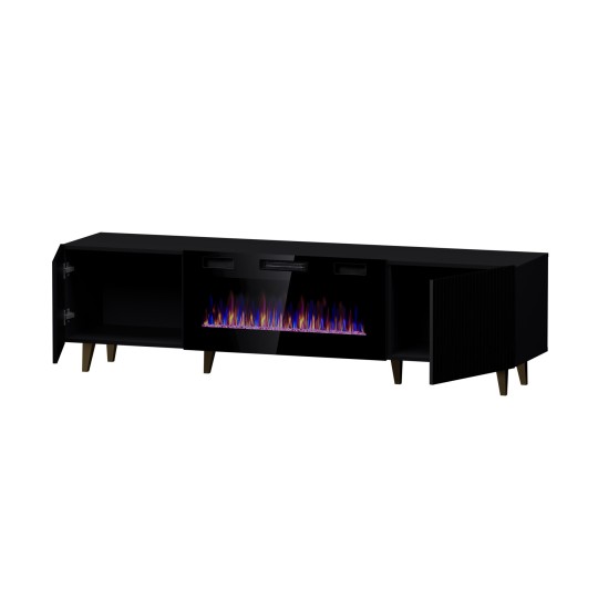 Cama MEBLE RTV cabinet PAFOS EF with electric fireplace 180x42x49 black matt