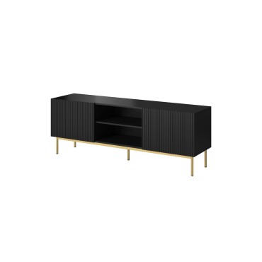 Cama MEBLE PAFOS RTV cabinet on golden steel frame 150x40x60 cm matte black