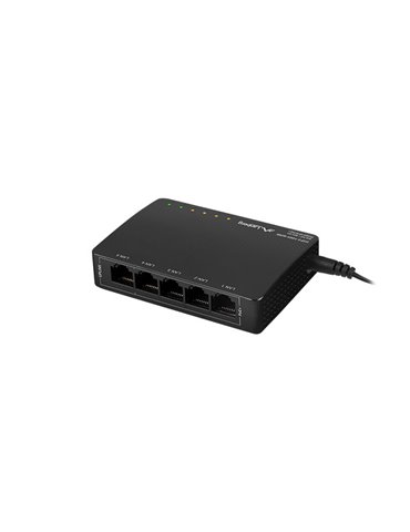 Lanberg DSP3-1005-60W nätverksswitchar Ohanterad Gigabit Ethernet (10/100/1000) Strömförsörjning via Ethernet (PoE) stöd Svart