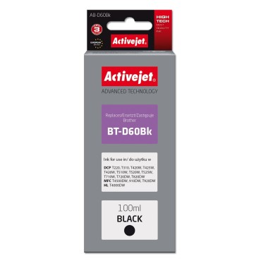 ActiveJet AB-D60Bk Ink Bottle (Replacement for Brother BT-D60Bk Supreme 100 ml black)