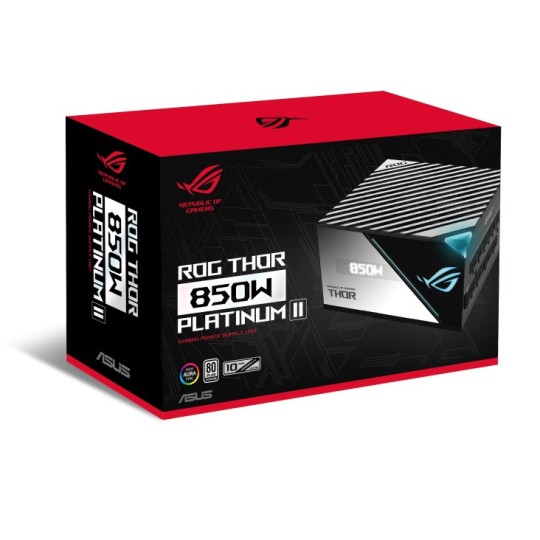 ASUS ROG THOR 850W Platinum II strömförsörjningsenheter 20+4 pin ATX Svart, Blå, Grå