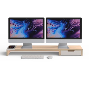 POUT EYES9 - All-in-one wireless charging & hub station for dual monitors  Deep White