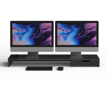 POUT EYES9 - All-in-one wireless charging & hub station for dual monitors  Maple Black