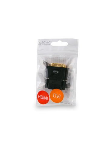 Savio CL-21 kabelomvandlare (hane/hona) DVI HDMI Svart