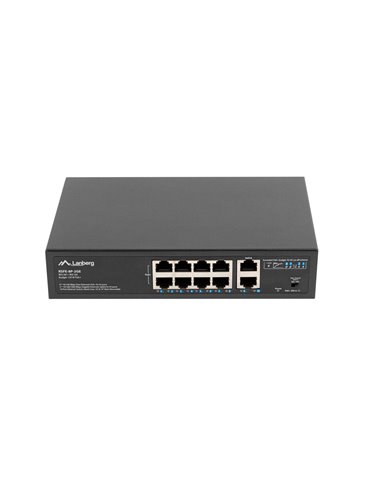 Lanberg RSFE-8P-2GE-120 nätverksswitchar Ohanterad Gigabit Ethernet (10/100/1000) Strömförsörjning via Ethernet (PoE) stöd 1U Sv