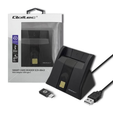 Qoltec 50643 Smart chip ID card scanner|USB 2.0 | Plug&Play