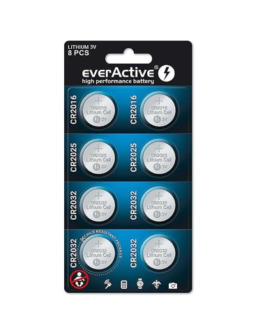 everActive 8 lithium battery set everActive 4 x CR2032  2 x CR2025  2 x CR2016