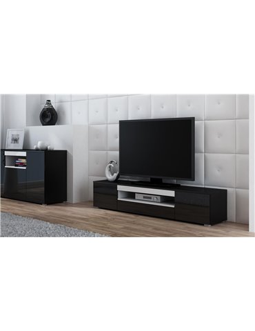 Cama MEBLE Cama TV stand VIVA 180 black/black gloss + white