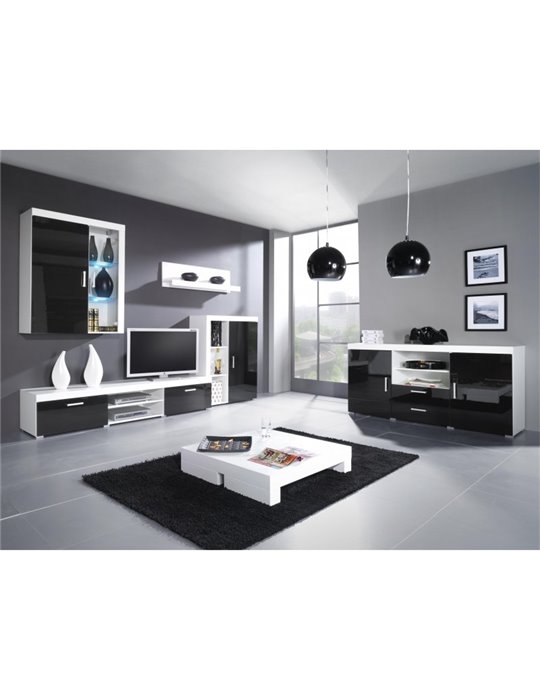 Cama MEBLE Cama sideboard SAMBA white/black gloss Cama MEBLE Cama sideboard SAMBA white/black gloss