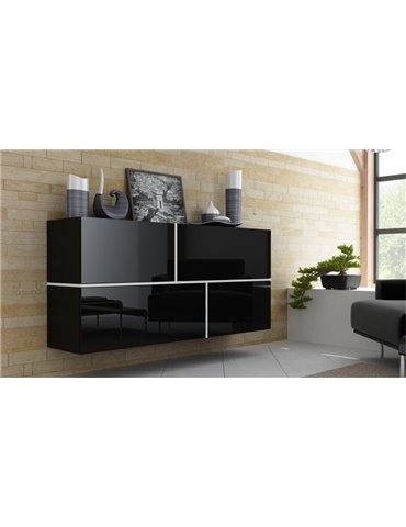 Cama MEBLE Cama sideboard GOYA 170/40/80 black/black gloss+white